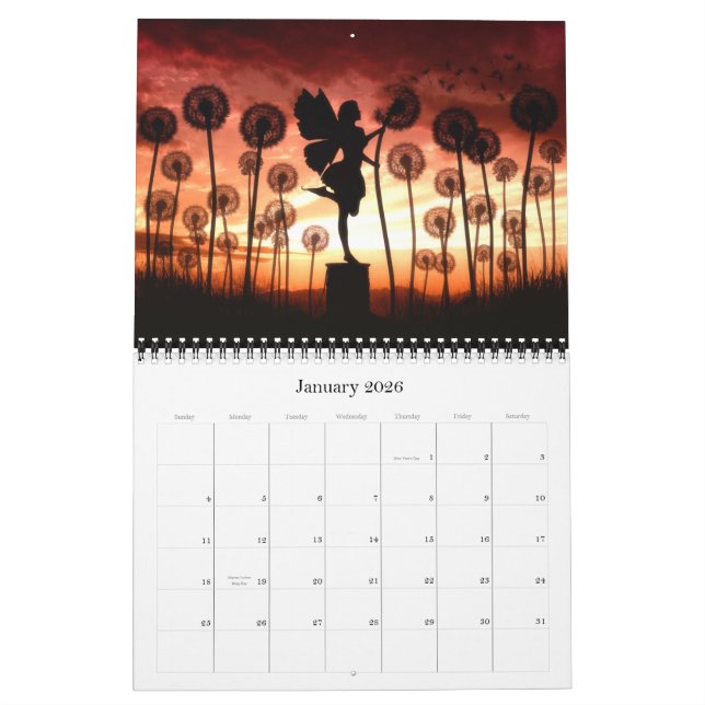 Julie Fantasie-Silhouette-Kunst-Kalender Fain Kalender (Jan 2026)