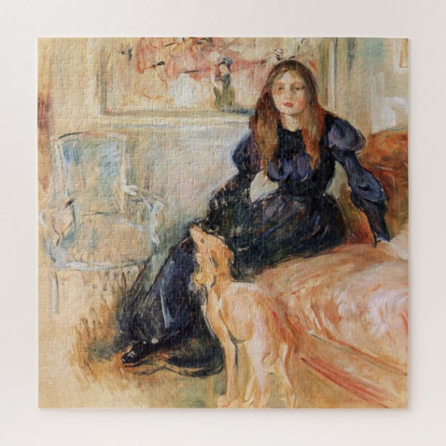 Julie Manet und ihr Greyhound (von Berthe Morisot) (Vertikal)
