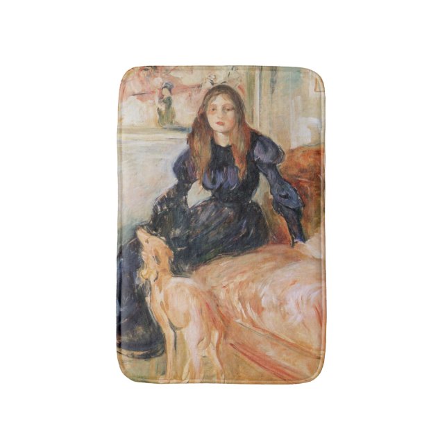 Julie Manet und ihr Greyhound (von Berthe Morisot) Badematte (Vorderseite Vertikal)
