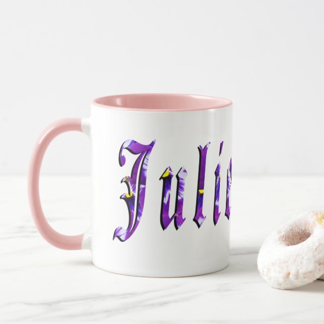 Julie, Nom, Logo, Mug Combo Rose (Avec donut)