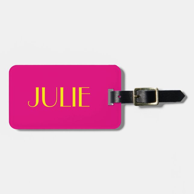 Julie-Pink-und -GELB-Gepäckanhänger Gepäckanhänger (Vorderseite horizontal)