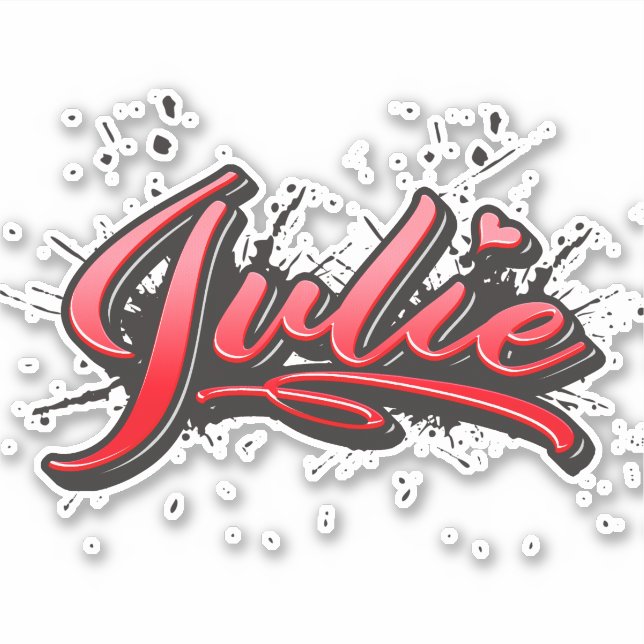 Julie red heart graffiti Autocollants (Devant)