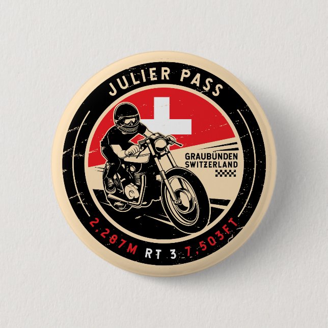 Julier Pass | Schweiz | Motorrad Button (Vorderseite)