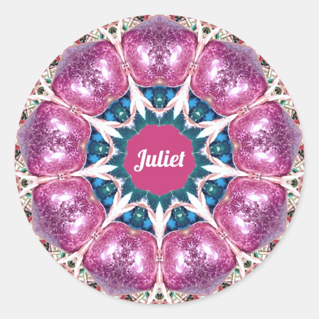 JULIET ~ Helles Abstraktes Muster ~ Personalisiert Runder Aufkleber (Vorderseite)