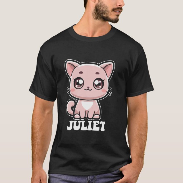 Juliet Niedlich Cat Kitten Design for Girls Name J T-Shirt (Vorderseite)