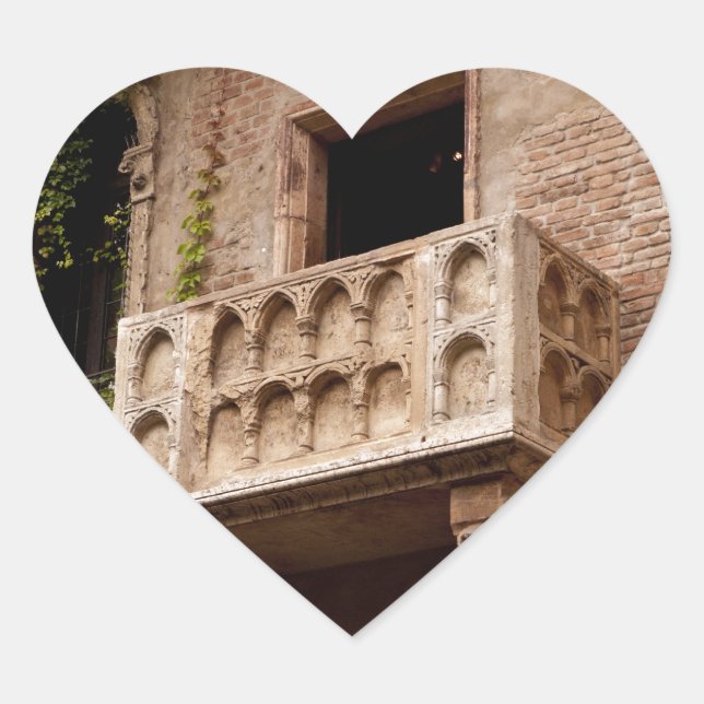 Juliets Balkon; Wo ist Romeo? Herz-Aufkleber (Vorderseite)