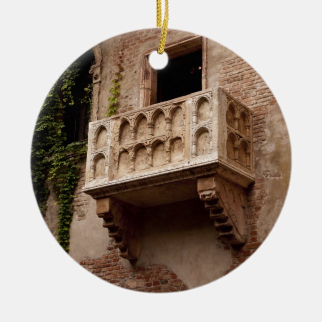 Juliets Balkon; Wo ist Romeo? Keramik Ornament (Vorne)