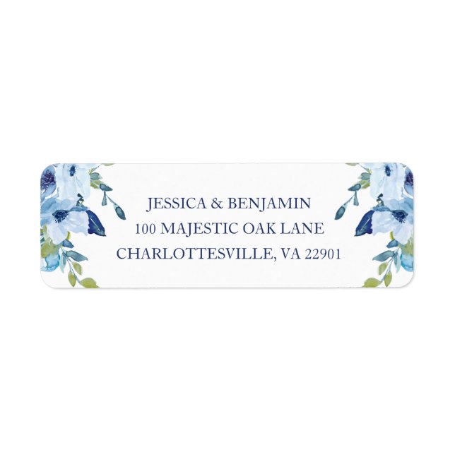 Juliett Elegant Dusty Blue Wedding Rücksendeadress (Vorne)