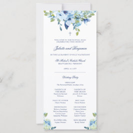 Juliette Blue Floral Catholic Wedding Program Mass