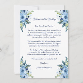 Juliette Blue Wedding Welcome Letter & Tour
