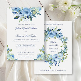 Juliette Dusty Blue Floral Christlich Wedding Einladung