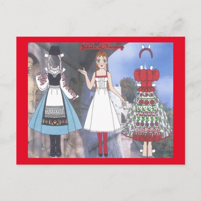 Juliska von Ungarn Paper Doll Postcard Postkarte (Vorderseite)