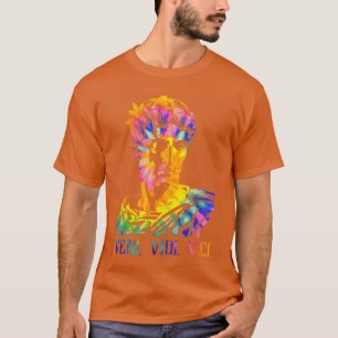 Julius-Cäsar-Porträt mit Withie-Dye-Muster Veni Vi T-Shirt