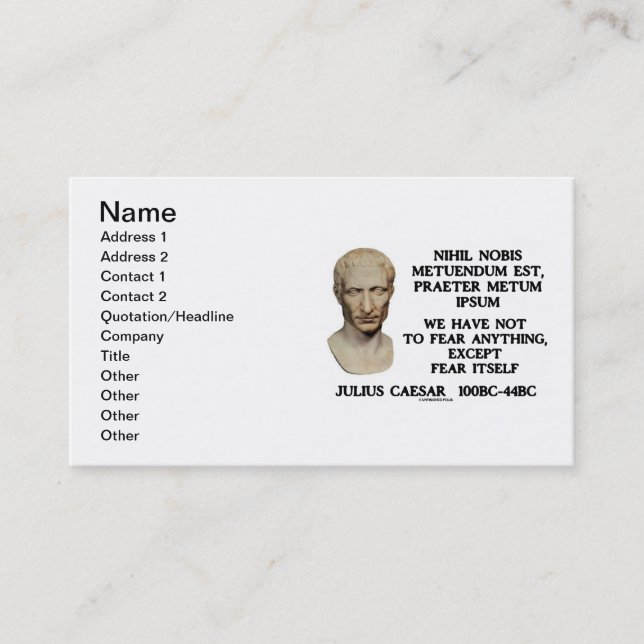 Julius Cäsar, zum alles nicht zu befürchten Visitenkarte (Vorderseite)