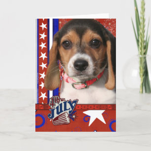 July 4th Firecracker - Beagle Puppy Karte