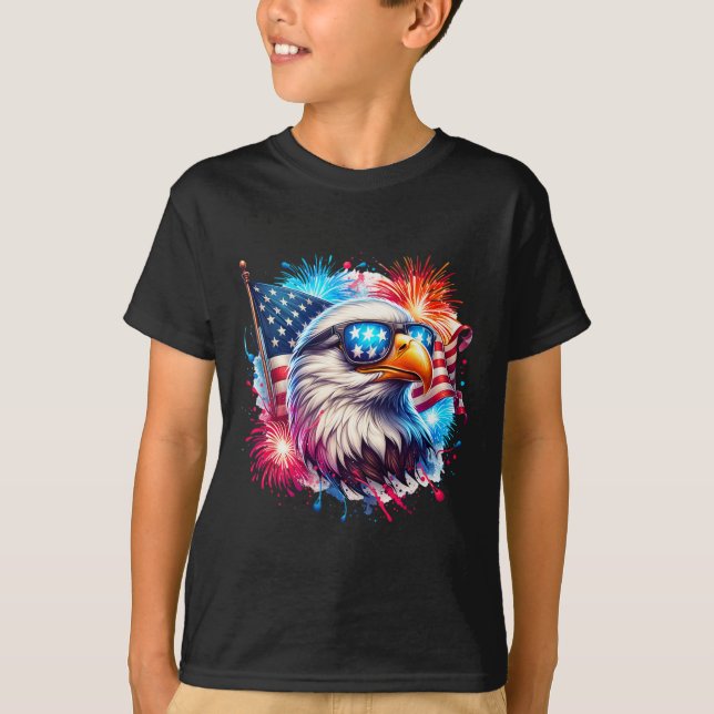 July 4th Patriotic Bald Eagle Usa American Flag Fi T-Shirt (Vorderseite)