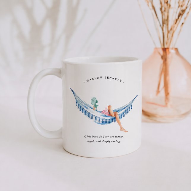 July Birth Month Girl | Monogram  Kaffeetasse (Von Creator hochgeladen)