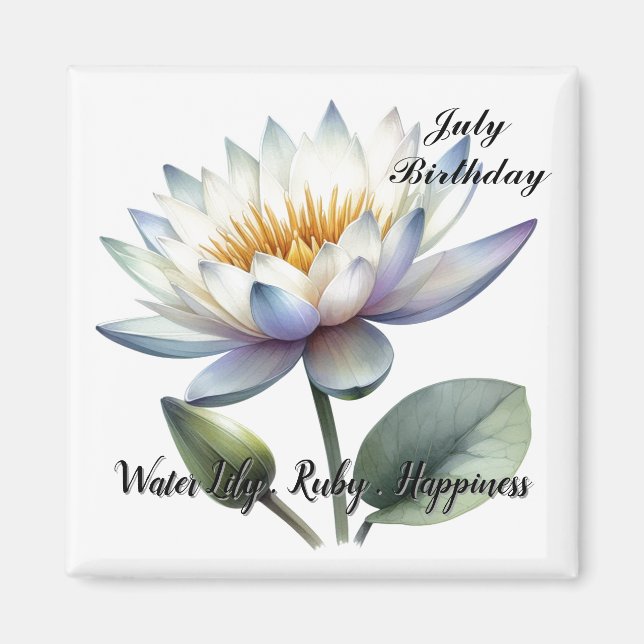 July Birthstone Ruby and Water Lily Magnet (Vorne)