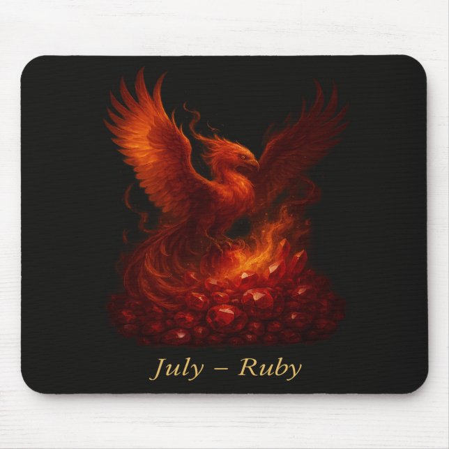 July Ruby - Phoenix & Fiery Birthstone Mousepad (Vorne)