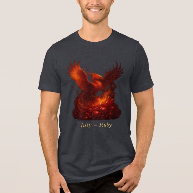 July Ruby - Phoenix & Fiery Birthstone Tri-Blend Shirt (Vorderseite)