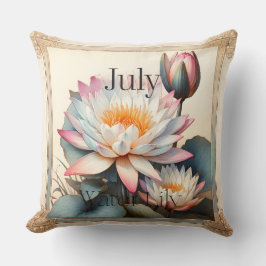 July Water Lily Birth Month Botanical Floral Kissen