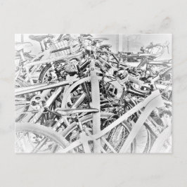 Jumble of Bicycles Parkplatz Fahrradbahn Rack BW Postkarte