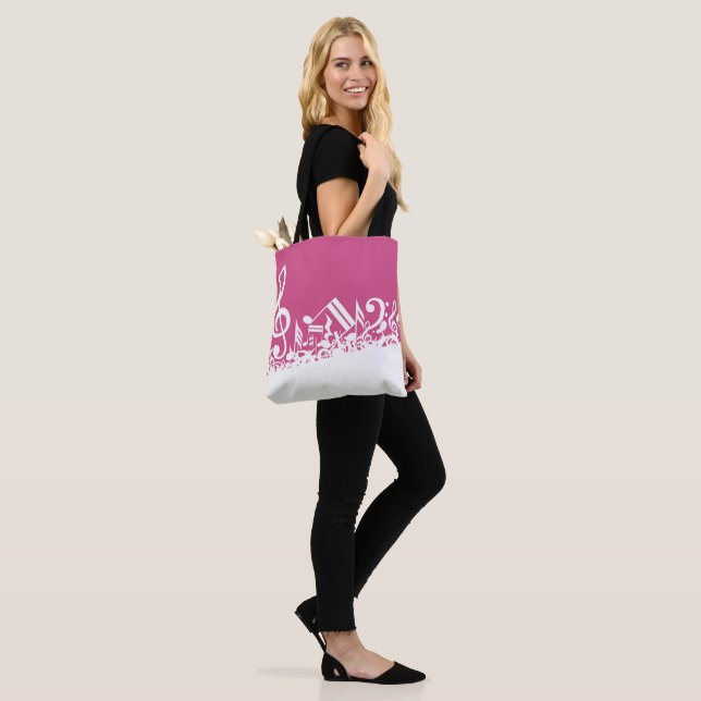 Jumbled Musical Notes Hot Pink and White Tasche (Am Model)