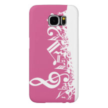 Jumbled Musical Notes Hot Pink and White