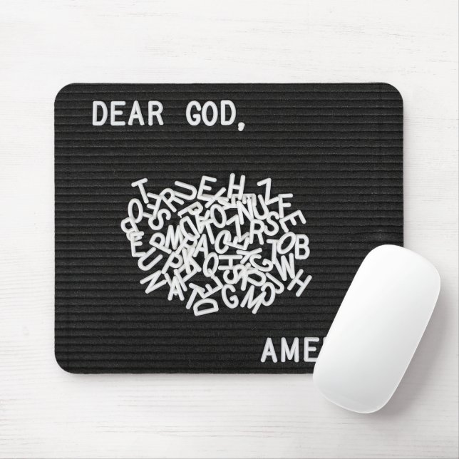 Jumbled Prayer Letters On Black Felt Board  Mousepad (Mit Mouse)