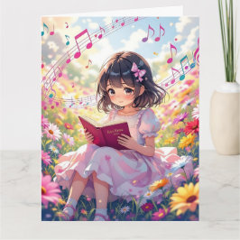 Jumbo Anime Girl Reading | Farbseite zum Geburtsta Karte