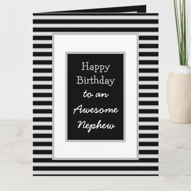Jumbo Black Personalisiert Happy Birthday Nephew Karte (Vorderseite)