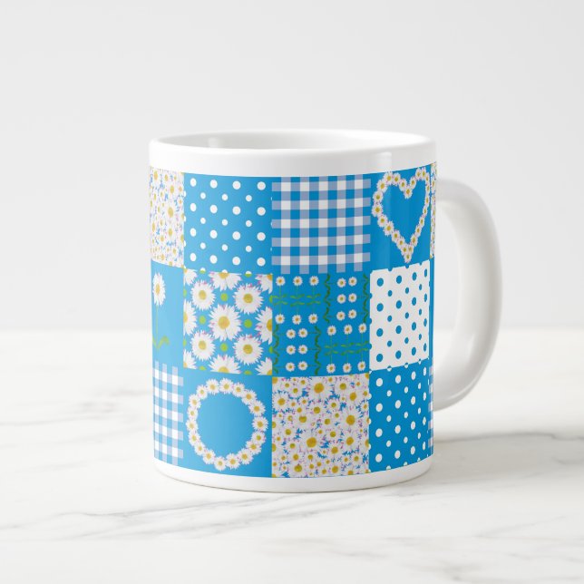 Jumbo Coffee Tasse: Daisychains, Imitate Patchwork Jumbo-Tasse (Vorderseite Rechts)