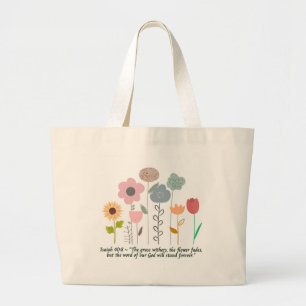 Jumbo Floral Isaiah 40:8 Tote Bag Stoffbeutel