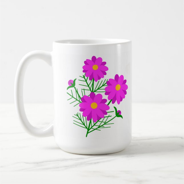 Jumbo Floral Mug with Bright Pink Flowers (Gauche)