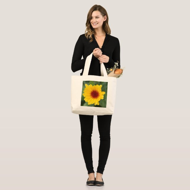 Jumbo Grocery Tasche mit Calendula Blume Print (Vorderseite (Model))