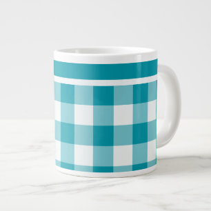Jumbo-große Tasse, Aquamariner und weißer Karo Gin Jumbo-Tasse