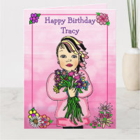 Jumbo Happy Birthday Whimsical Girl mit Blume