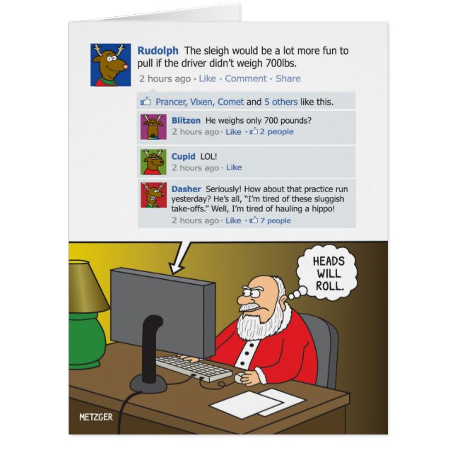 Jumbo Heads Roll Weihnachtskarte (Vorderseite)