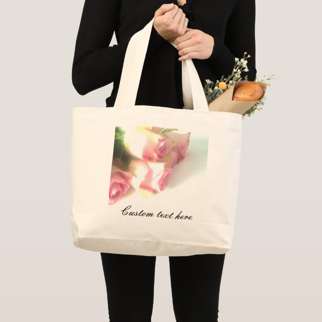 Jumbo Hochzeitstasche mit rosa Rosa Foto Jumbo Stoffbeutel (Vorderseite (Produkt))