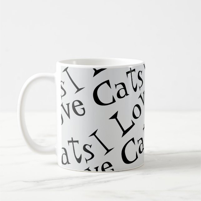 Jumbo I Liebe Cats Schwarz-Weiß-Grafik-Tasche Kaffeetasse (Links)