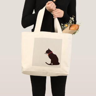 Jumbo I Liebe Cats Schwarz-Weiß-Grafik-Tasche Stoffbeutel