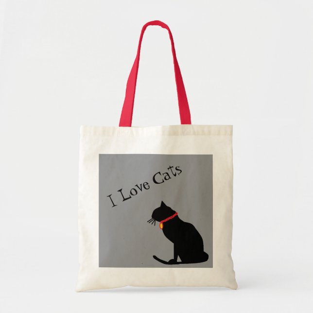 Jumbo I Liebe Katzen Schwarz-Grau-Graphic-Tasche Tragetasche (Vorne)