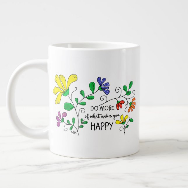 JUMBO Mug 20 oz.  Whimsical Floral Design Jumbo-Tasse (Links)
