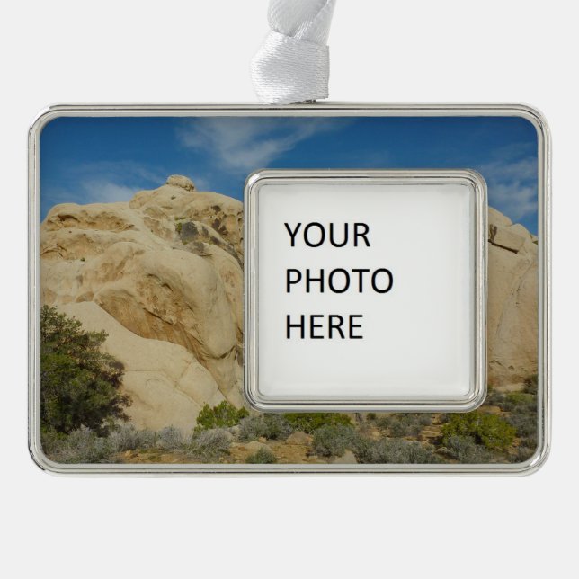 Jumbo Rocks im Joshua-Tree-Nationalpark Rahmen-Ornament Silber (Vorderseite)