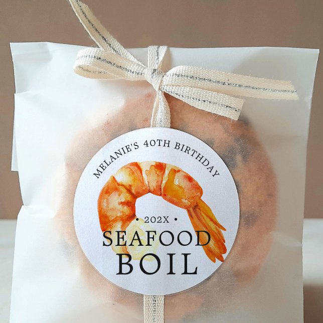 Jumbo Shrimp | Seafood Themed Birthday Party Runder Aufkleber (Von Creator hochgeladen)