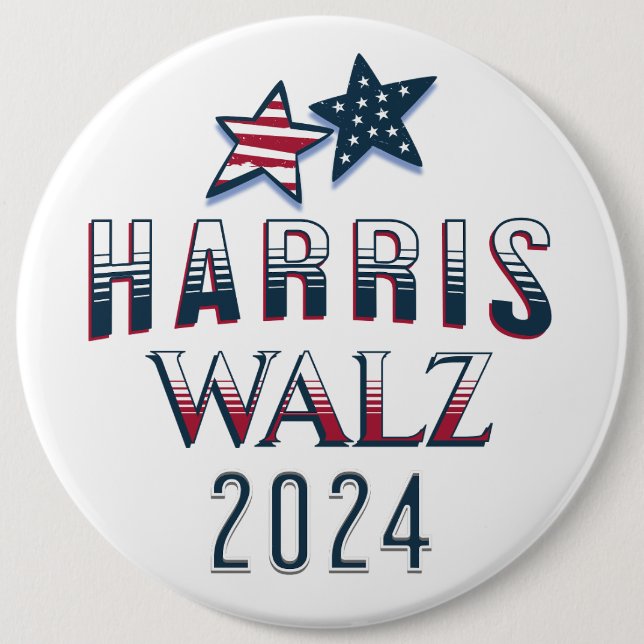Jumbo-Sized Harris und Walz 2024 Button (Vorderseite)
