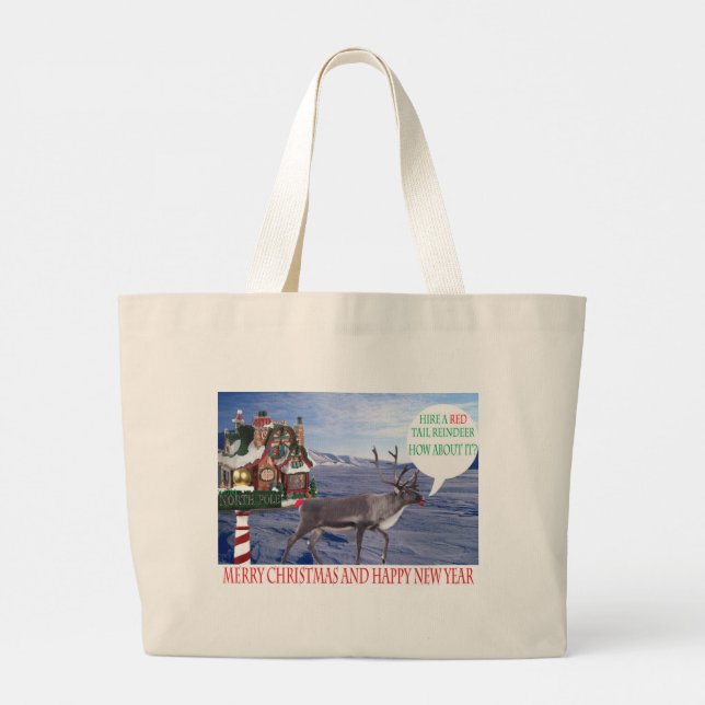 jumbo Tasche. Frohe Weihnachten glücklich neues Ja Jumbo Stoffbeutel (Rückseite)