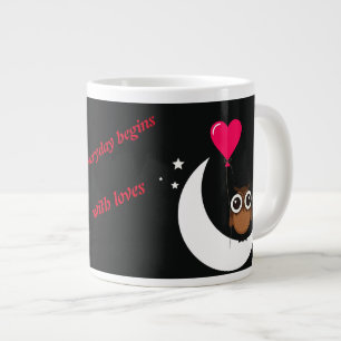 Jumbo tasse avec coeur et hibou pour tous les jour