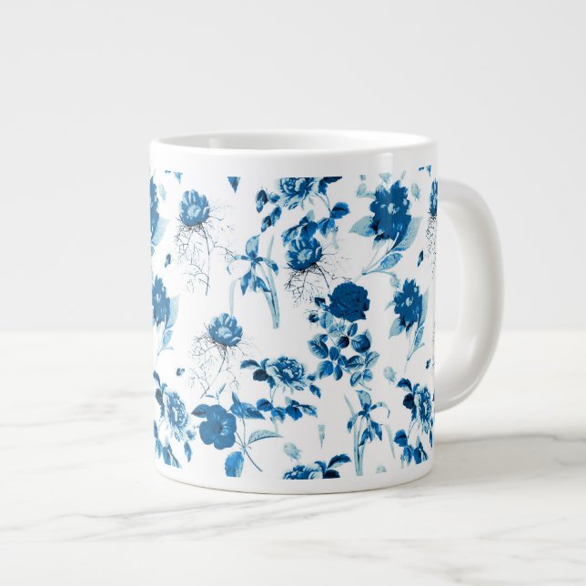 Jumbo Tasse-Blue-Floral-Kaffee-Tasse Jumbo-Tasse (Vorderseite Rechts)