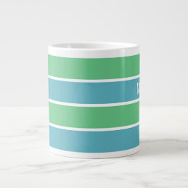 Jumbo-Tasse mit blauen und grünen Streifen